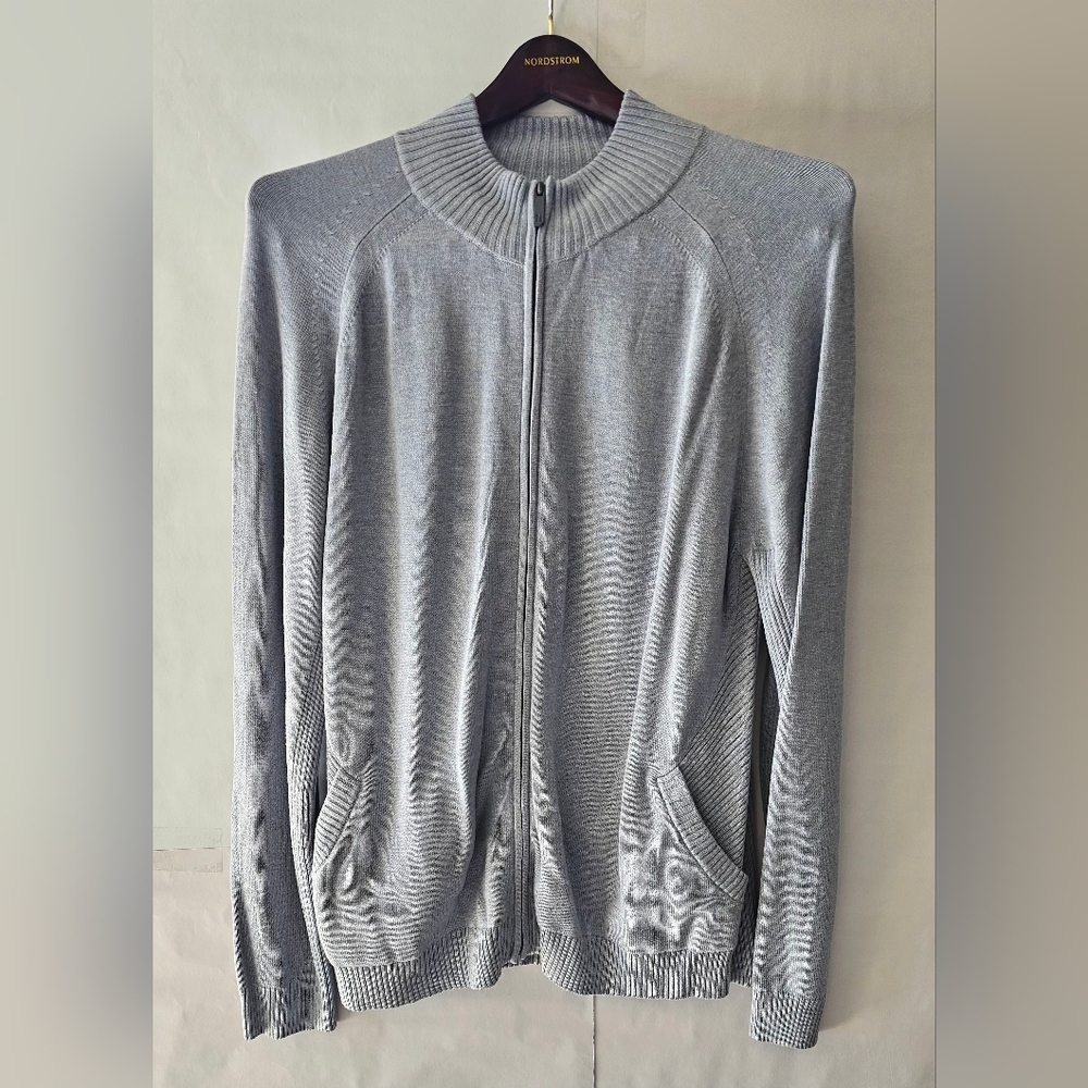 C2 by Calibrate Men's Light Gray Zip-Up Sweater